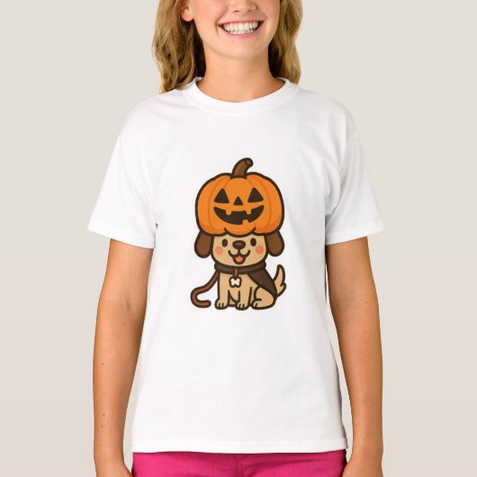 T-shirt Chien mignon avec jack-o-lanterne (Devant)
