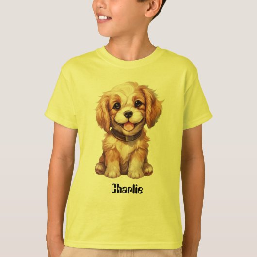 T-shirt Chien mignon avec nom modifiable (Devant)