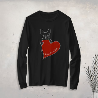 T-shirt Chien mignon avec un Coeur Rouge Chien français