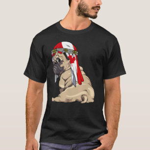 T-shirt Chien Mignon Carlin Rétro Drapeau Canada Fierté