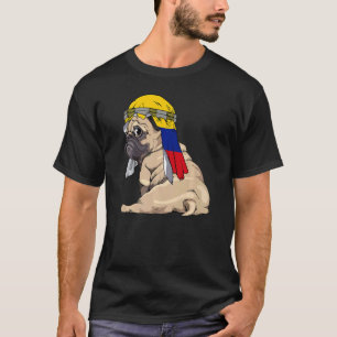 T-shirt Chien Mignon Carlin Rétro Drapeau Colombie Fierté