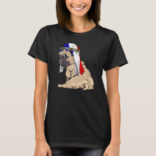 T-shirt Chien Mignon Carlin Rétro Drapeau France Fierté