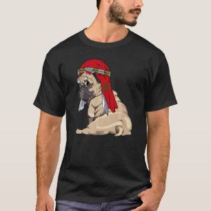 T-shirt Chien Mignon Carlin Rétro Drapeau Maroc Fierté