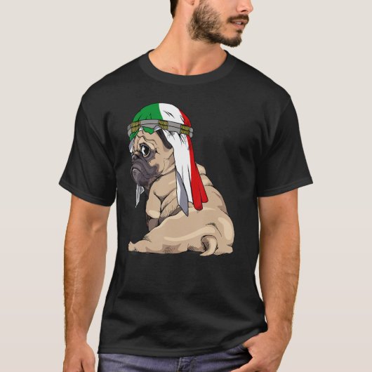 T-shirt Chien mignon Carlin Retro Italia Flag Pride (Devant)