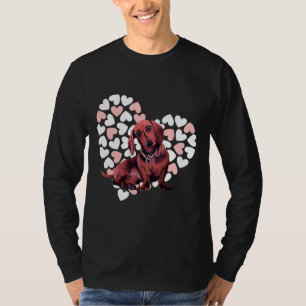 T-shirt Chien mignon Dachshund Sur Arrière - plan Coeur