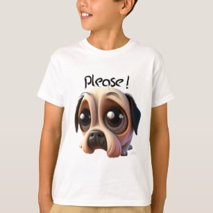T-shirt Chien mignon et pitoyable mendiant chien de dessin