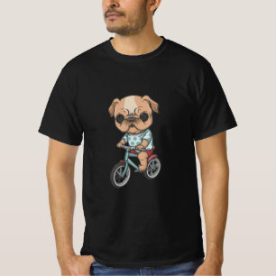T-shirt chien mignon faire du vélo portant des vêtements, 