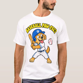 T-shirt Chien Mignon Jouant au Baseball Parfaitement Drôle