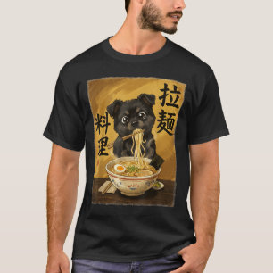 T-shirt Chien mignon mangeant des nouilles Ramen drôle Jap