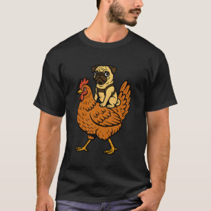 T-shirt Chien mignon Pug poulet