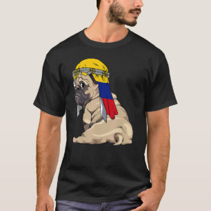 T-shirt Chien Mignon Pug Rétro Drapeau Colombie Fierté