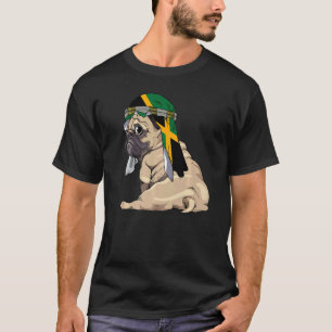 T-shirt Chien Mignon Pug Rétro Jamaïque Drapeau Fierté