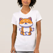 T-shirt Chien mignon shiba inu faisant du yoga méditation (Devant)