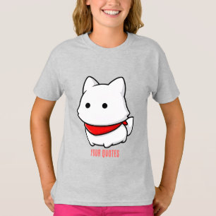T-shirt Chien Minimaliste Blanc avec Bandana Rouge