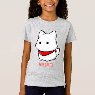 T-Shirt Chien Minimaliste Blanc avec Bandana Rouge