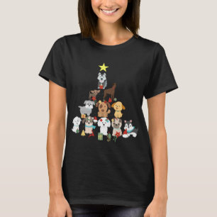 T-shirt Chien Noël Arbre mignon Chiens amusants Noël