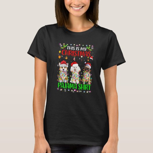 T-shirt Chien Noël Père Noël Ha C'Est Mon Pyjama De Noël (Devant)