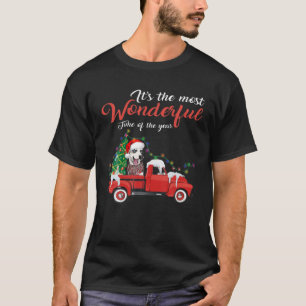 T-shirt Chien Noël sur voiture rouge Camion Xmas Tree Chie