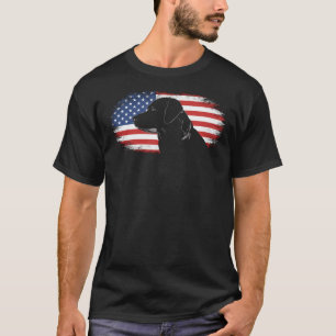 T-shirt Chien noir du Labrador et drapeau américain Ligne