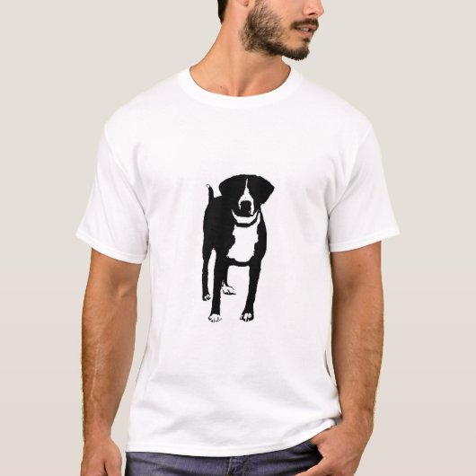 T-shirt chien noir et blanc (Devant)