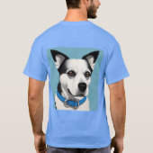 T-shirt Chien noir et blanc avec collier bleu (Dos)
