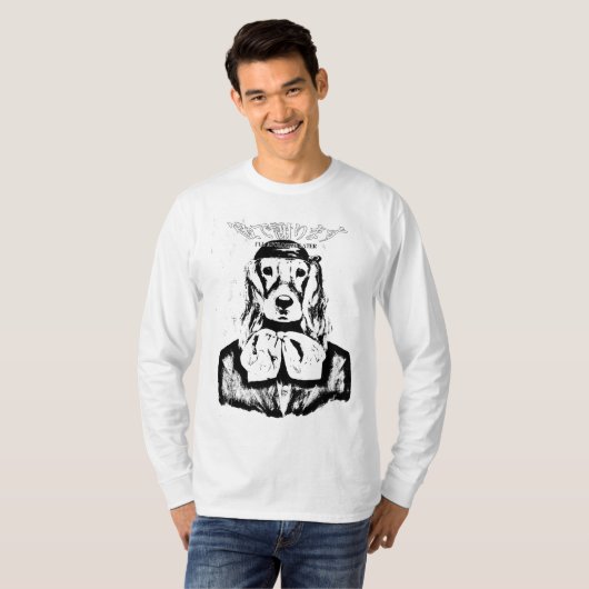 T-SHIRT CHIEN (NOIR ET BLANC) LONG (Devant entier)