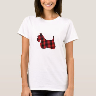 T-shirt Chien noir et rouge de Scottie de plaid