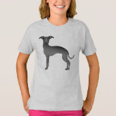 T-shirt Chien noir italien Greyhound mignon caricaturé (Devant)