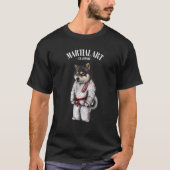 T-shirt Chien noir Judo Karate Master en Judogi blanc (Devant)