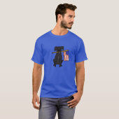 T-shirt Chien noir tenant drapeau américain (Devant entier)