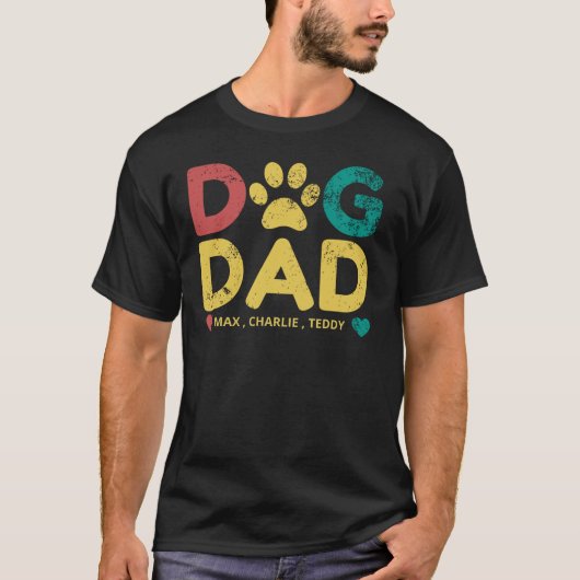 T-shirt Chien Papa Chemise/Ajouter Vos Noms De Chien Perso (Devant)