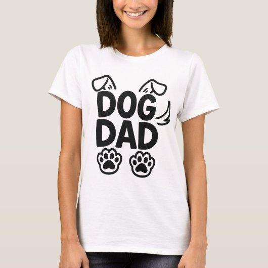 T-shirt Chien Papa - Cute Paw and Ear Typography Design (Devant)