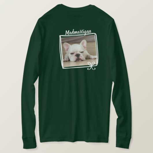 T-shirt Chien papa Grumpy Chien Green Long Manches Photo (Design dos)