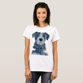 T-shirt Chien Patchwork en Denim (Devant entier)