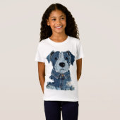 T-Shirt Chien Patchwork en Denim (Devant entier)