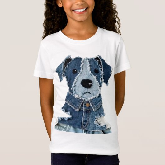 T-Shirt Chien Patchwork en Denim (Devant)