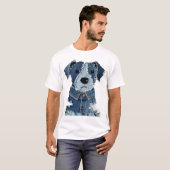 T-shirt Chien Patchwork en Denim (Devant entier)