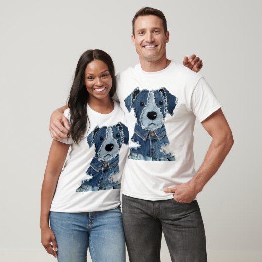 T-shirt Chien Patchwork en Denim (Unisexe)