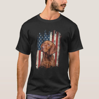 T-shirt Chien patriote drapeau américain Vizsla en détress