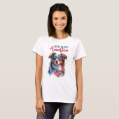 T-shirt Chien patriotique berger australien (Devant entier)