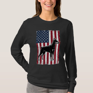 T-shirt Chien Patriotique Drapeau Vintage Vecteur Concepti