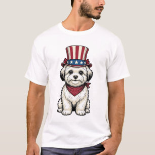 T-shirt Chien Patriotique Gravure Vintage Design Vectoriel