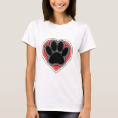 T-shirt Chien Paw Dans Le Coeur Rouge Avec Les Outlines (Devant)