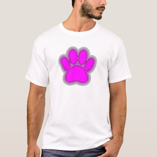 T-shirt Chien Paw En Rose Avec Des Contours (Devant)