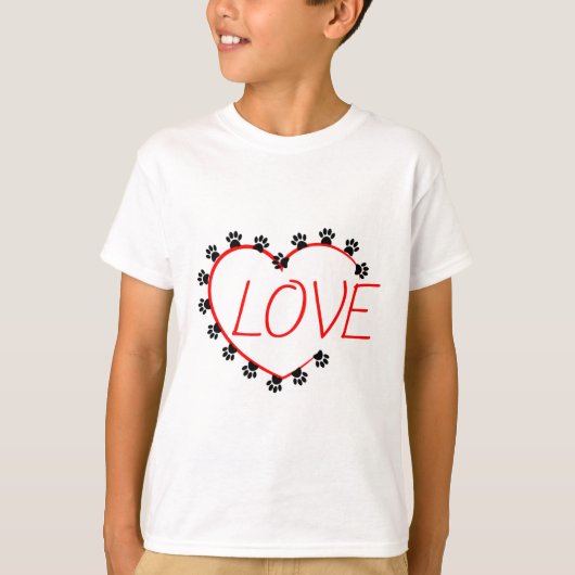 T-shirt Chien Paws Red Heart Love (Devant)