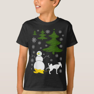 T-shirt Chien Pees sur Snowman laide XMas Sweater