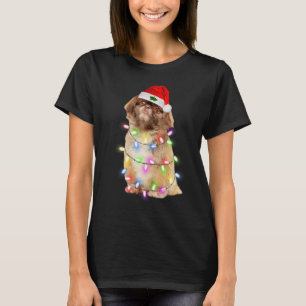 T-shirt Chien pekingese Père Noël Christmas Tree Lights Xm