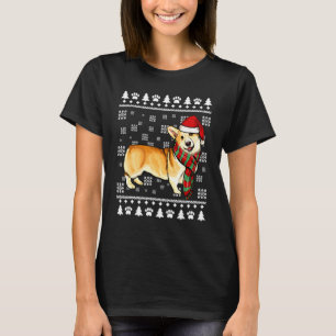 T-shirt Chien Pembroke Welsh Corgi Chapeau de Père Noël No
