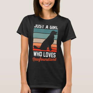 T-shirt Chien Pet Retro Juste Une Fille Qui Aime Terre-Neu