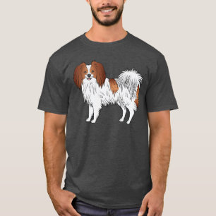 T-shirt Chien Phalène de couleur rouge et blanc amateur de